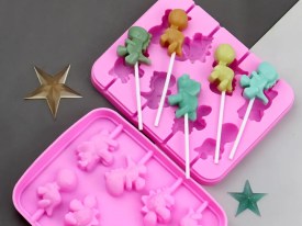 Molde silicona 8 chupetines dinosaurios 